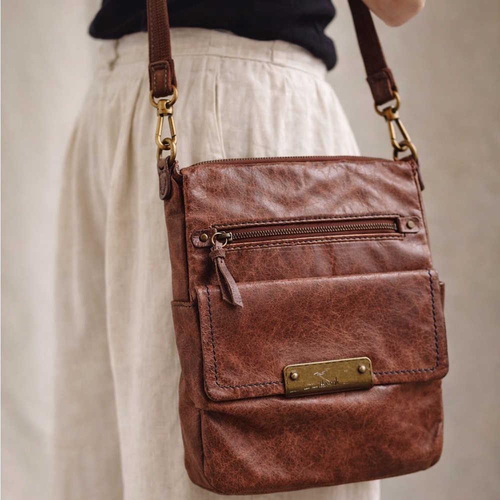 The Sak Brown Crossbody messenger Purse bag Handbag